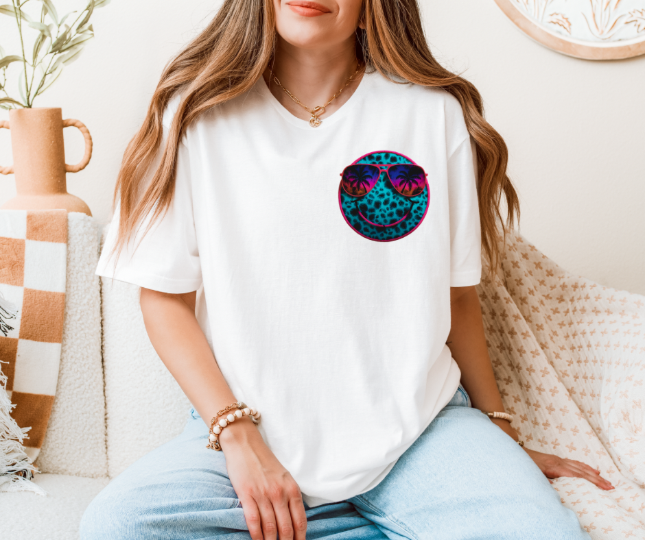 Electric Island Smiley- left chest