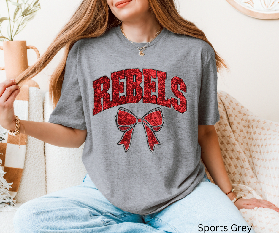 Rebels Faux Sequin Red Bow
