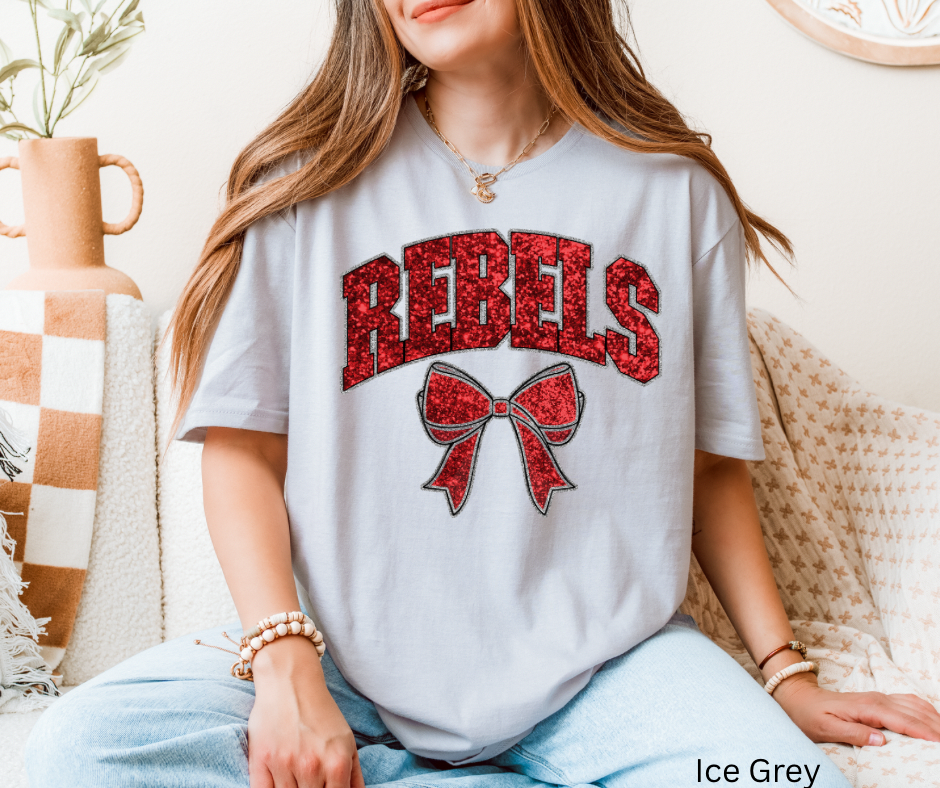 Rebels Faux Sequin Red Bow