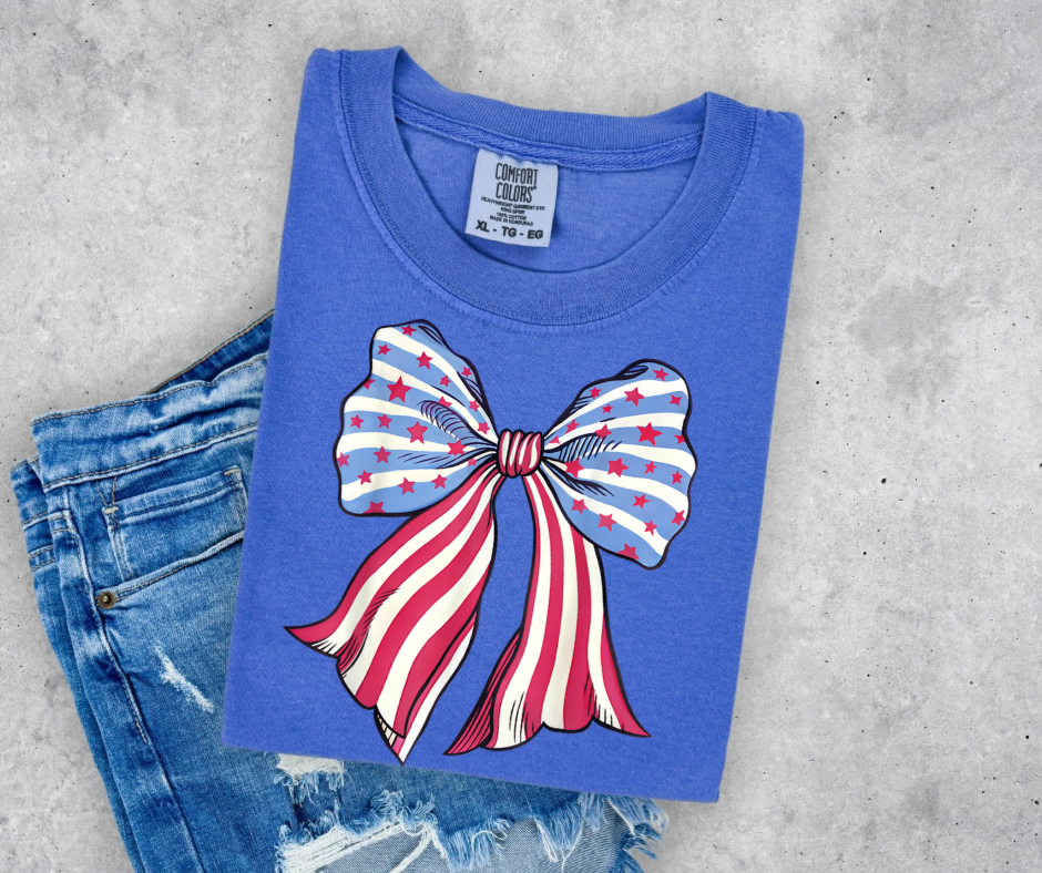 Stripes & Stars Bow Coquette- Comfort Colors