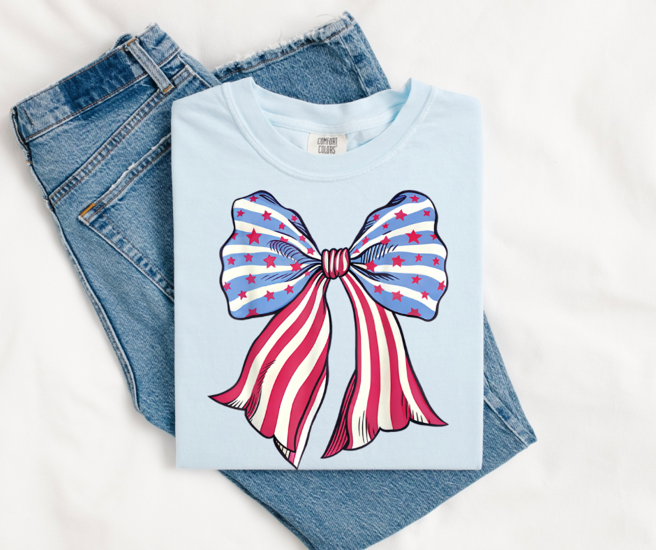 Stripes & Stars Bow Coquette- Comfort Colors