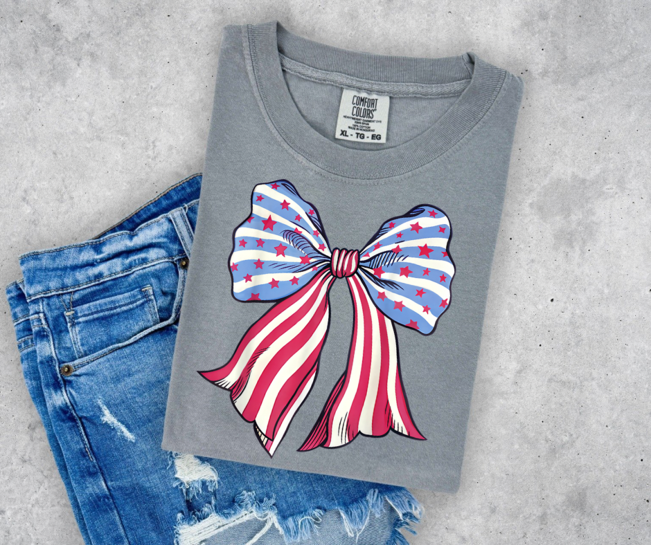 Stripes & Stars Bow Coquette- Comfort Colors