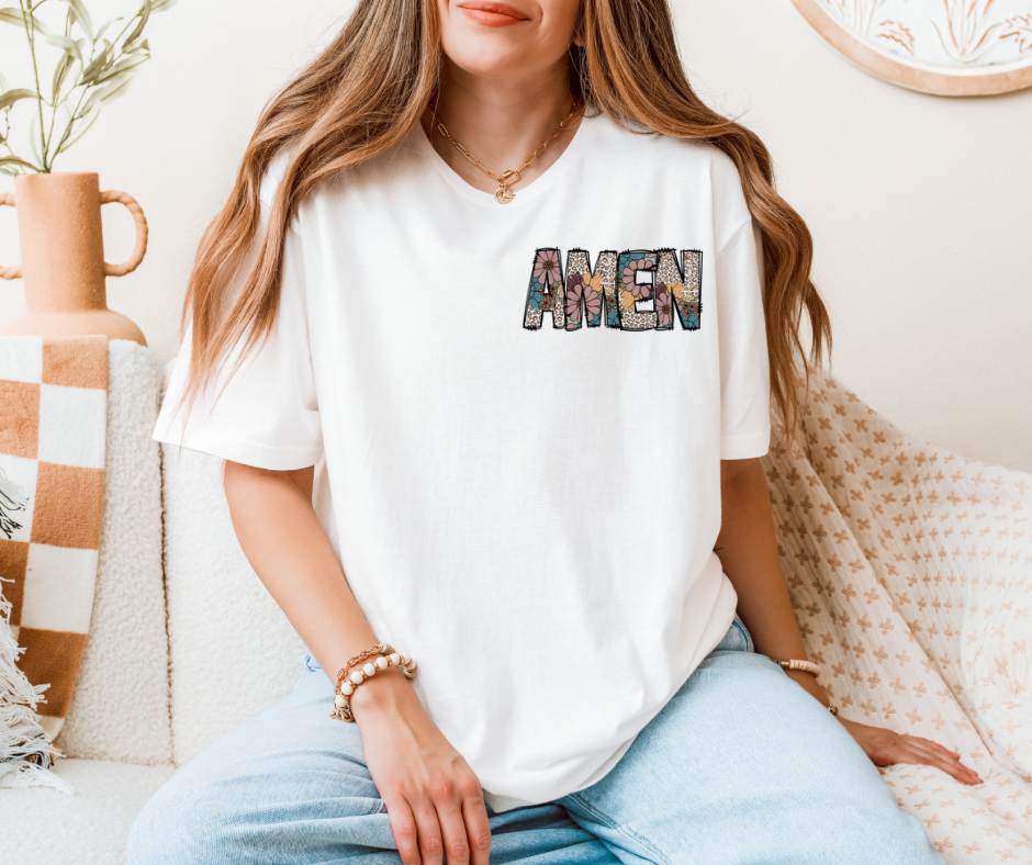 Leopard Floral Amen- left chest