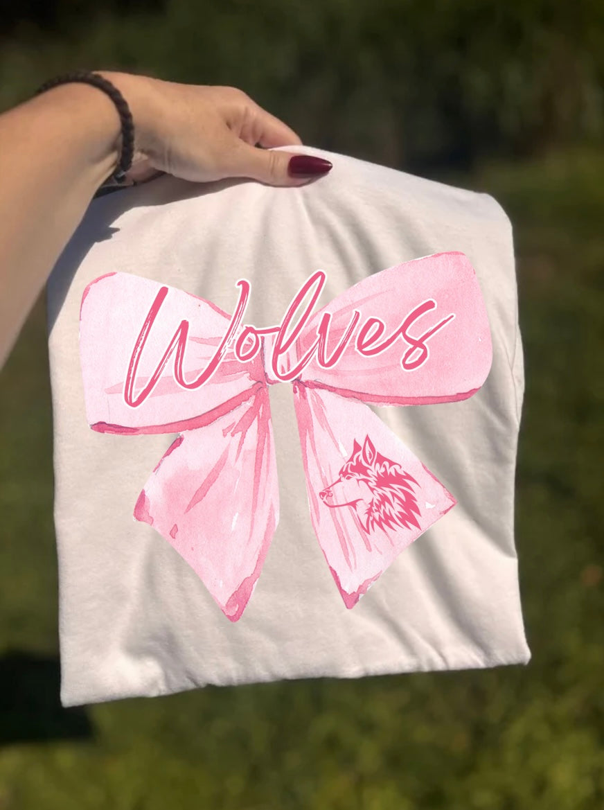 Pink Out Wolves Bow