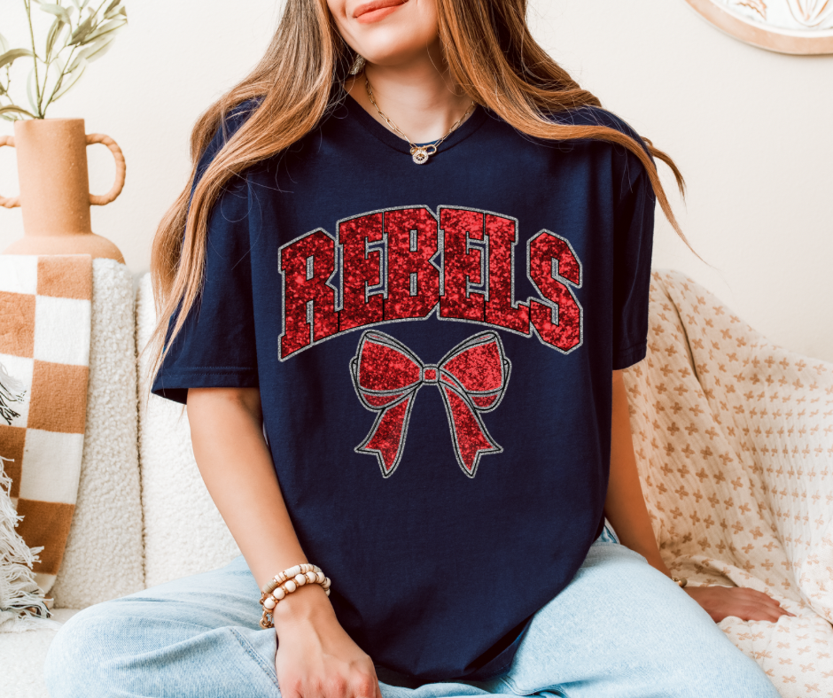 Rebels Faux Sequin Red Bow