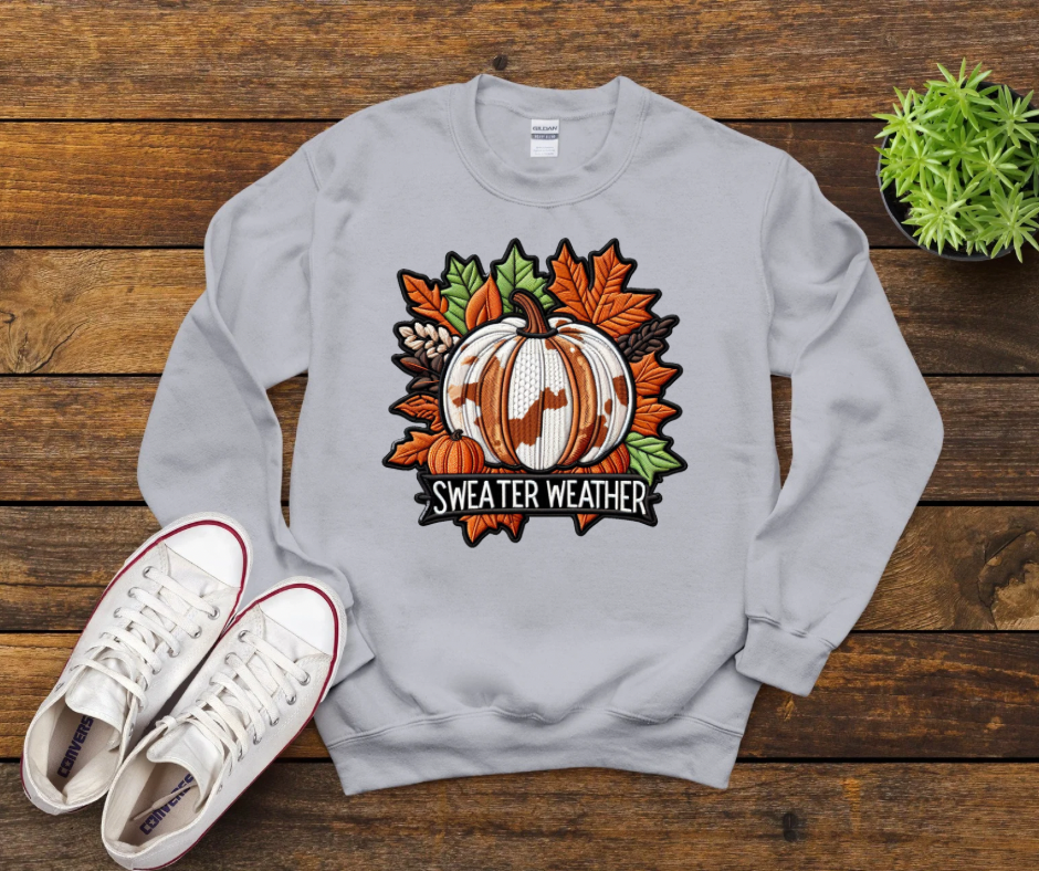 Faux Embroidery Sweater Weather