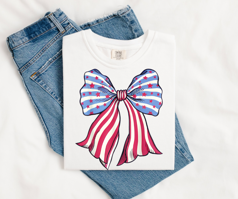 Stripes & Stars Bow Coquette- Comfort Colors