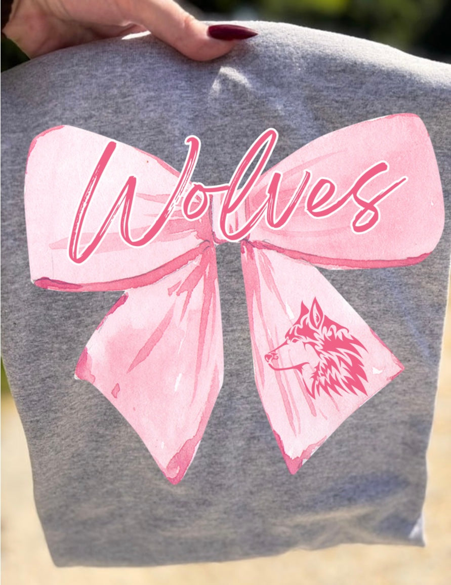 Pink Out Wolves Bow