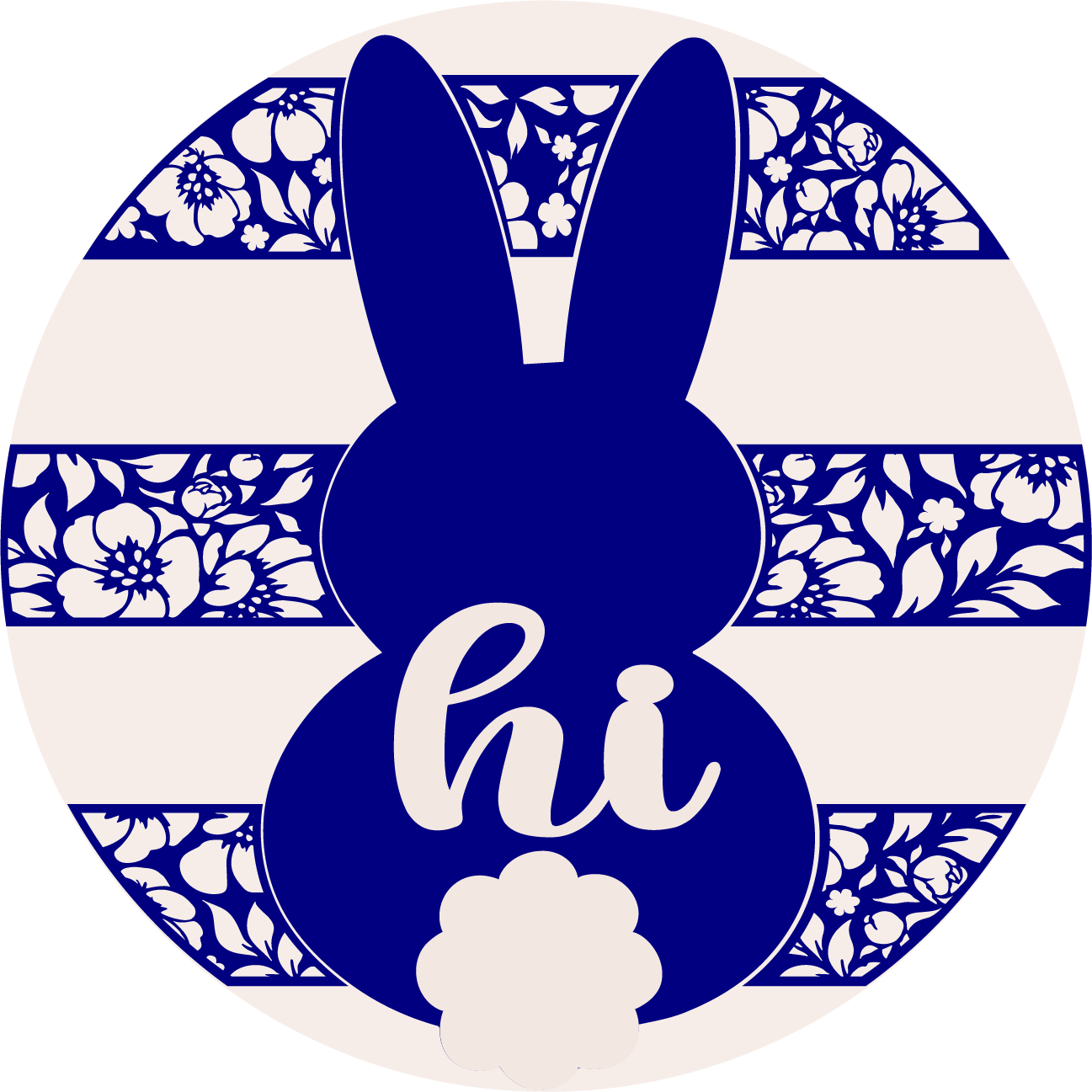 18" Wood Round Bunny Tail