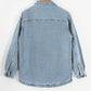 Dusk Blue Slit Buttons Pocketed Denim Jacket