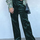 Evergreen Solid Drawstring Waist Wide Leg Pants