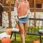 Orange Stripe Color Block Loose Fit Collared Drop Shoulder Sweatshirt