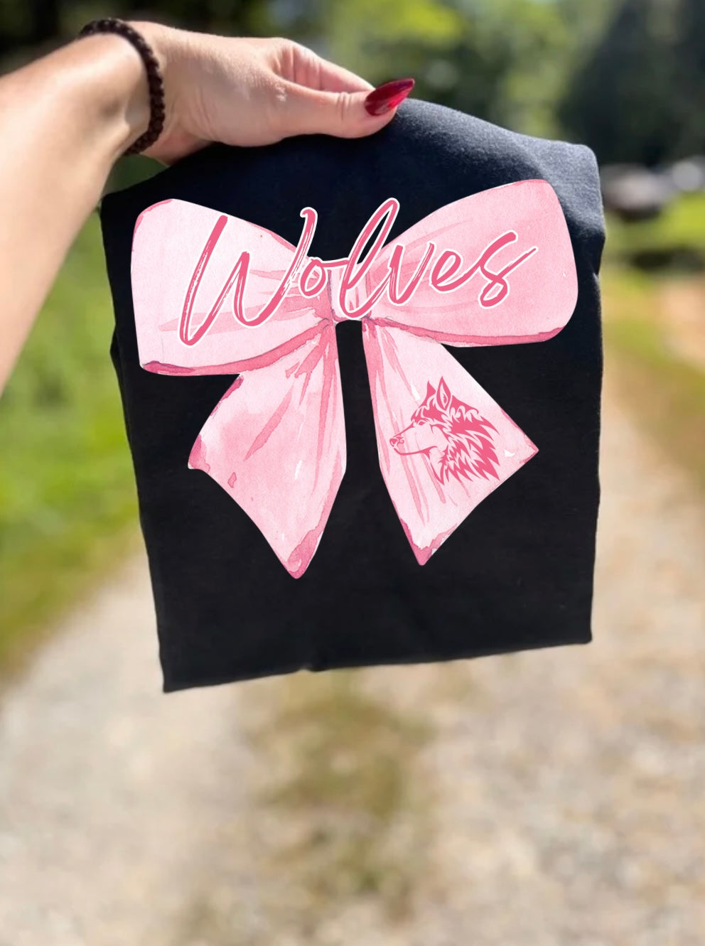 Pink Out Wolves Bow
