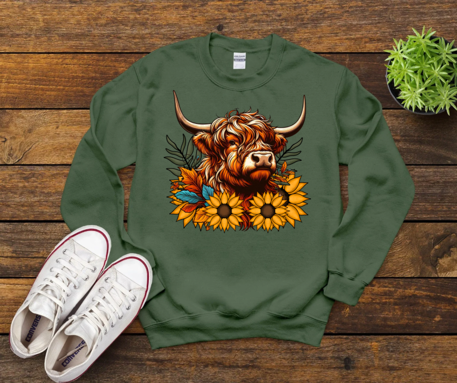 Fall Sunflower Highland Cow