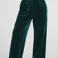 Evergreen Solid Drawstring Waist Wide Leg Pants