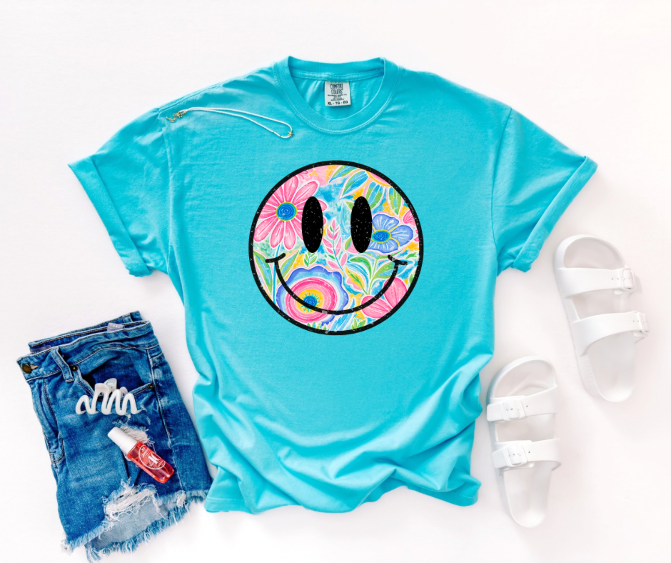 Summer Floral Smiley - Comfort Colors