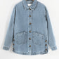 Dusk Blue Slit Buttons Pocketed Denim Jacket