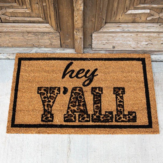 Hey Y'all Coir Doormat   Natural/Black/Brown  30x18