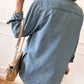 Dusk Blue Slit Buttons Pocketed Denim Jacket