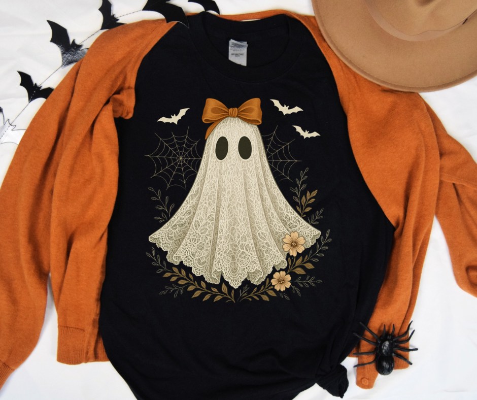 Lace Floral Lady Ghost Tee