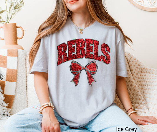 Rebels Faux Sequin Red Bow