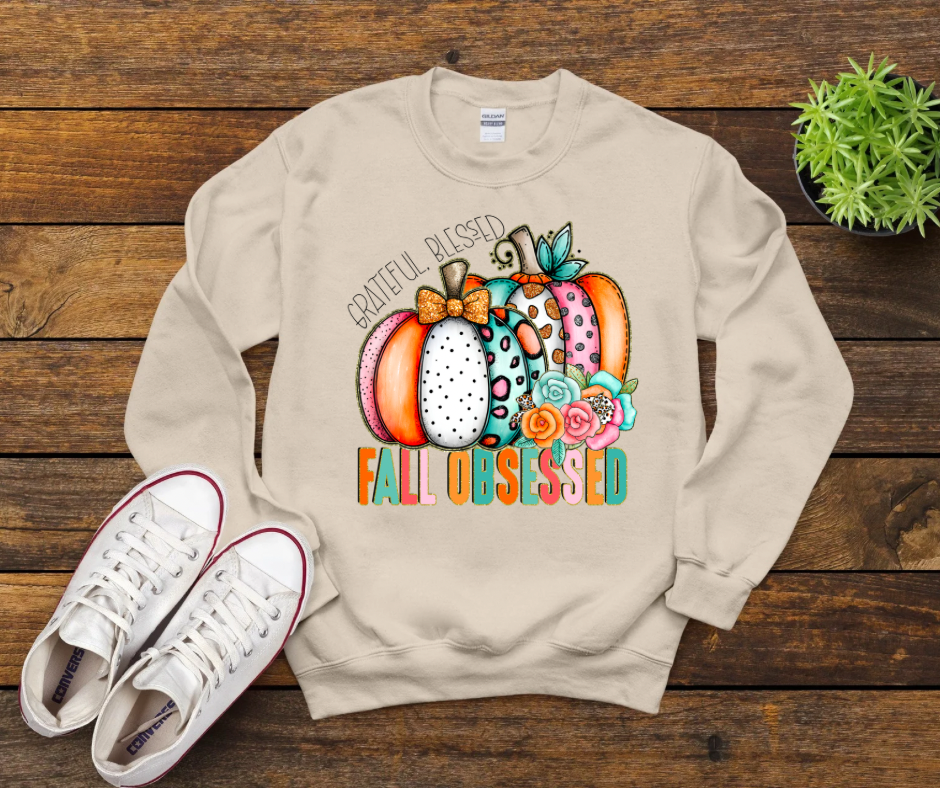 Grateful Blessed Fall Obsessed Pumpkins