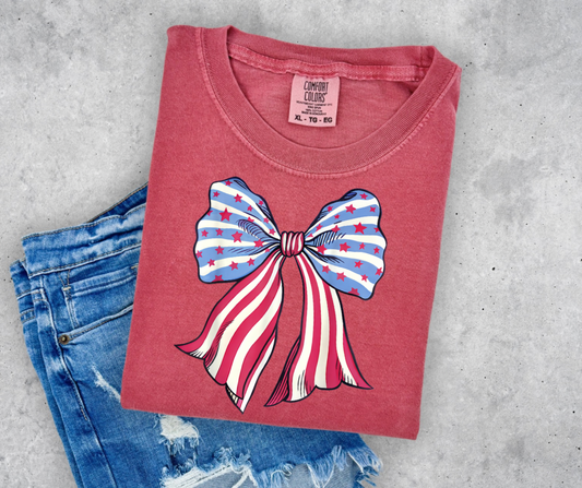 Stripes & Stars Bow Coquette- Comfort Colors