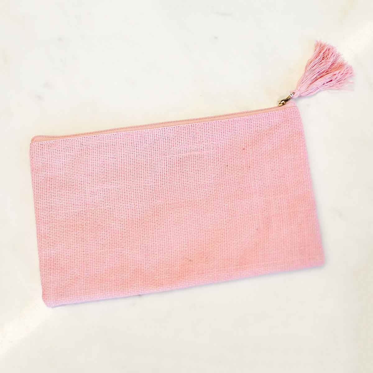 Jute Cosmetic Bag   Light Pink   10x6