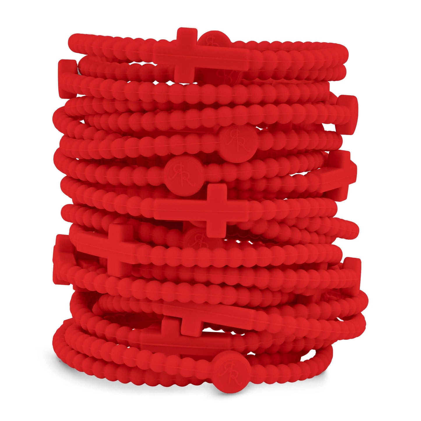 Jesus Bracelets - Group Packs (Cross Bracelets): Red (25 Pack) / Medium