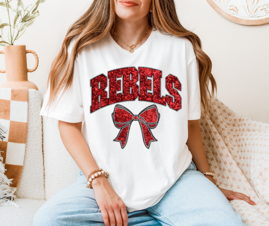 Rebels Faux Sequin Red Bow