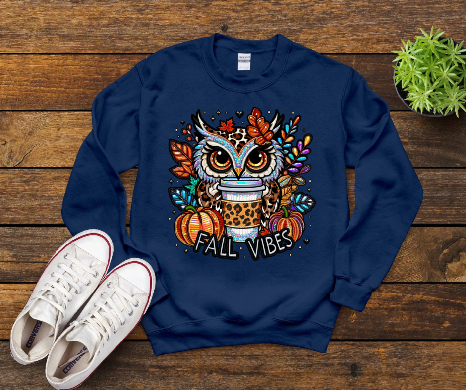 Faux Embroidery Fall Vibes Owl