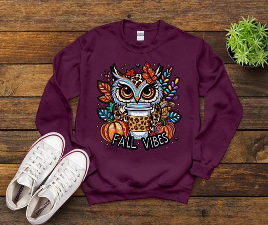 Faux Embroidery Fall Vibes Owl