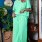 Mint Green Textured Batwing Sleeve Tee Wide Leg Pants Plus Size Set