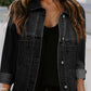 Black Washed Oversize Pocketed Denim Jacket