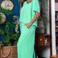 Mint Green Textured Batwing Sleeve Tee Wide Leg Pants Plus Size Set