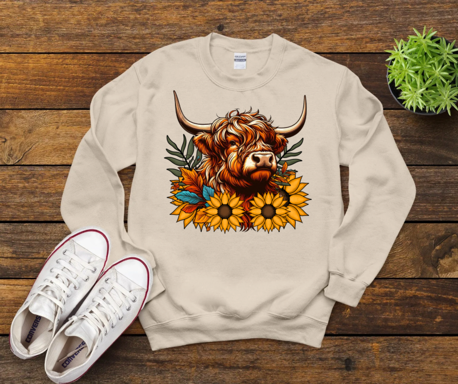 Fall Sunflower Highland Cow
