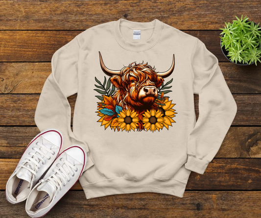 Fall Sunflower Highland Cow