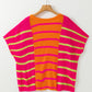 Strawberry Pink Bright Striped Short Sleeve Knit Top