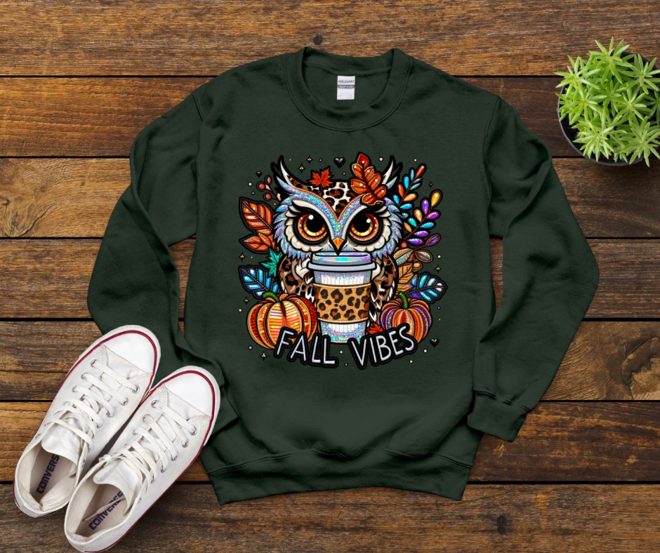 Faux Embroidery Fall Vibes Owl