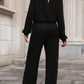 Black Solid Ribbed Knit Keyhole Back High Waist Jumpsuit