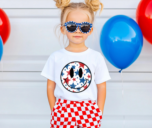 Red White Blue Stars Smiley