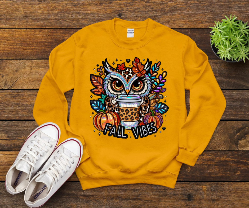 Faux Embroidery Fall Vibes Owl