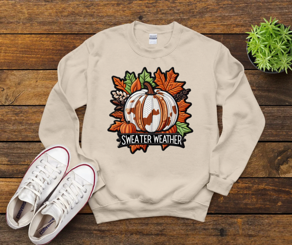 Faux Embroidery Sweater Weather