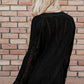 Black Solid Open Knit Cardigan