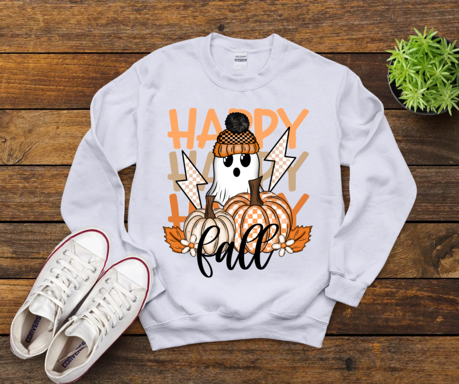 Happy Fall Checkered Bolt Ghost