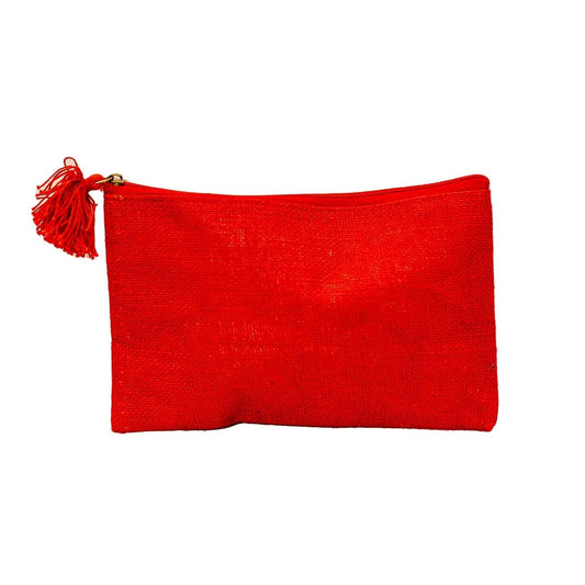 Jute Cosmetic Bag   Red   10x6