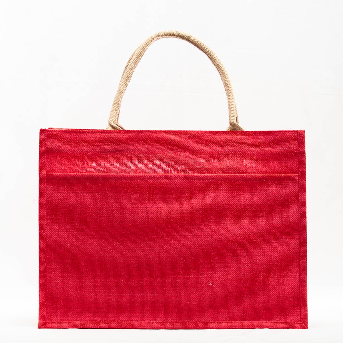 Jute Pocket Tote   Red   19x14x7.5