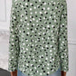 Green Polka Dot Print Button Front V Neck Blouse