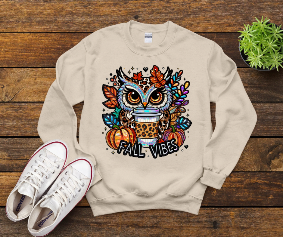 Faux Embroidery Fall Vibes Owl