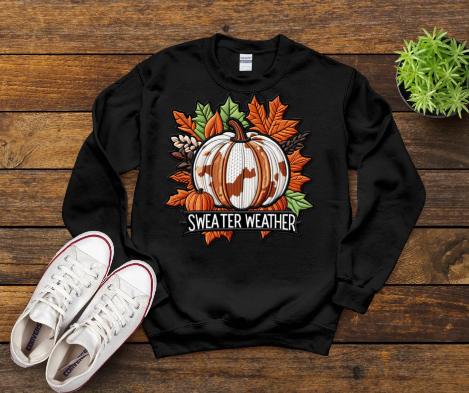 Faux Embroidery Sweater Weather